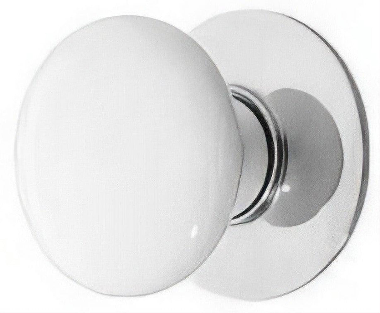 Emtek 86034US15 Ice White 1-3/4" Porcelain Wardrobe Knob with Solid Brass Rosette Satin Nickel
