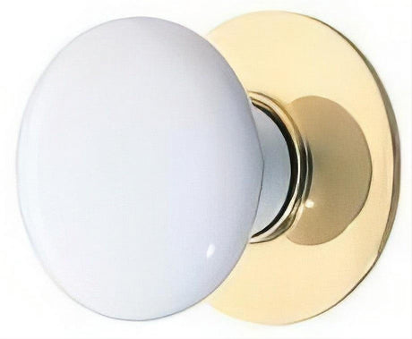 Emtek 86034US3 Ice White 1-3/4" Porcelain Wardrobe Knob with Solid Brass Rosette Polished Brass