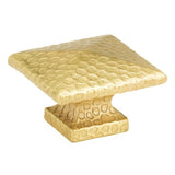 Emtek 86038US4 Hammered 1" Solid Brass Square Arts & Crafts Cabinet Knob Satin Brass
