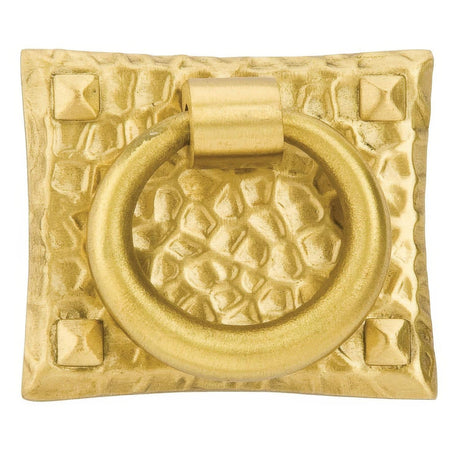 Emtek 86040US4 Hammered 1-3/4" Solid Brass Arts & Crafts Ring Cabinet Drop Pull Satin Brass