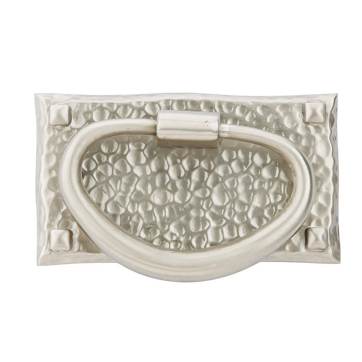 Emtek 86041US15 Hammered 3" Solid Brass Arts & Crafts Oval Drop Cabinet Pull Satin Nickel