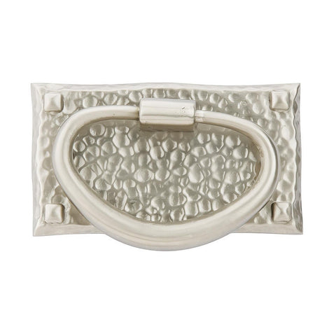 Emtek 86041US15 Hammered 3" Solid Brass Arts & Crafts Oval Drop Cabinet Pull Satin Nickel