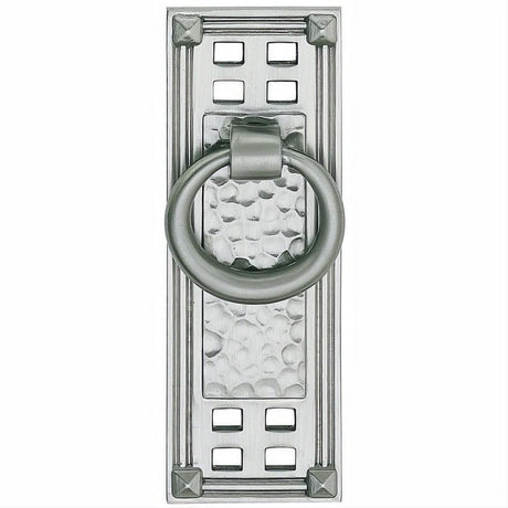 Emtek 86042US3NL Hammered 3-1/2" Solid Brass Arts & Crafts Vertical Ring Cabinet Drop Pull Unlacquered Brass