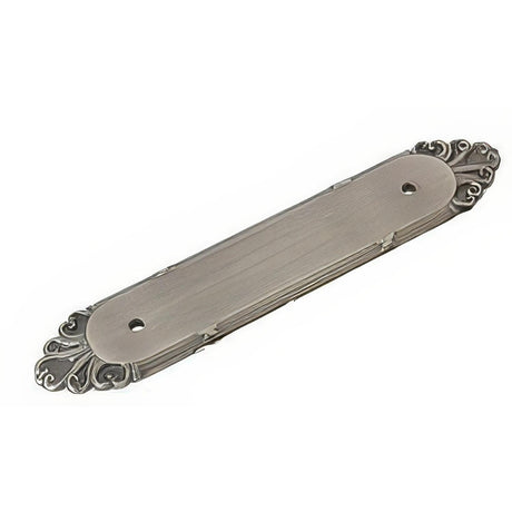 Emtek 86294US15A Ribbon & Reed 4" Cabinet Pull Back Plate Pewter