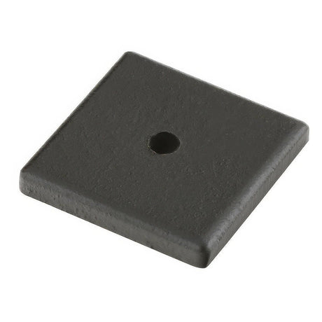 Emtek 86342FB Sandcast Bronze 1.25" Cabinet Knob Square Back Plate Flat Black