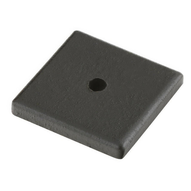 Emtek 86342FB Sandcast Bronze 1.25" Cabinet Knob Square Back Plate Flat Black