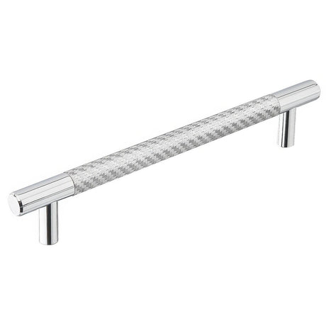 Emtek 86390US26 Silver Carbon Fiber 8" Solid Brass Modern Bar Cabinet Pull Polished Chrome