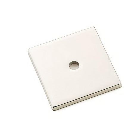 Emtek 86434US14 Art Deco 1-3/16" Square Designer Brass Cabinet Knob Back Plate Polished Nickel