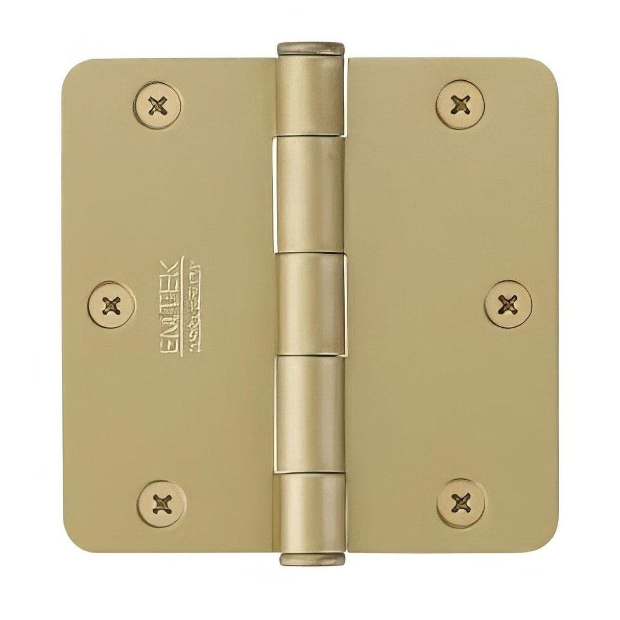 Emtek 91023US4 91023US 3.5" x 3.5" Plain Bearing 1/4" Radius Corners Mortise Hinge - Pair Satin Brass