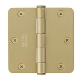 Emtek 91023US4 91023US 3.5" x 3.5" Plain Bearing 1/4" Radius Corners Mortise Hinge - Pair Satin Brass