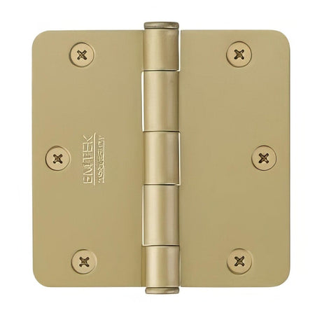 Emtek 91023US4 91023US 3.5" x 3.5" Plain Bearing 1/4" Radius Corners Mortise Hinge - Pair Satin Brass