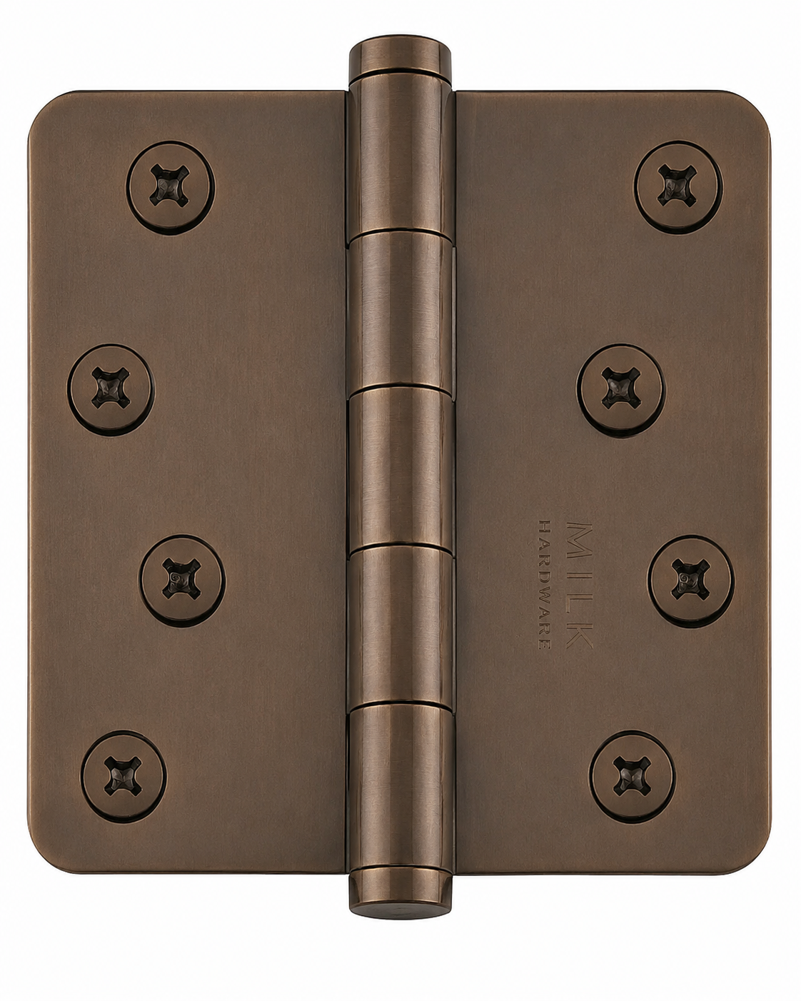 Emtek 91034MB 91034US 4" x 4" Plated Steel Residential Duty 5/8" Radius Round Corner Plain Bearing Hinges - Pair Medium Bronze