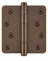 Emtek 91034MB 91034US 4" x 4" Plated Steel Residential Duty 5/8" Radius Round Corner Plain Bearing Hinges - Pair Medium Bronze