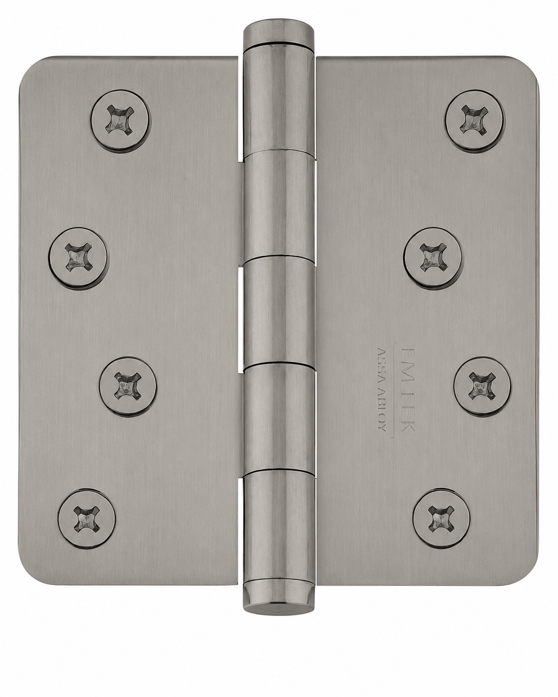 Emtek 91034US15A 91034US 4" x 4" Plated Steel Residential Duty 5/8" Radius Round Corner Plain Bearing Hinges - Pair Pewter
