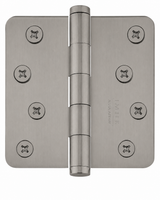 Emtek 91034US15A 91034US 4" x 4" Plated Steel Residential Duty 5/8" Radius Round Corner Plain Bearing Hinges - Pair Pewter