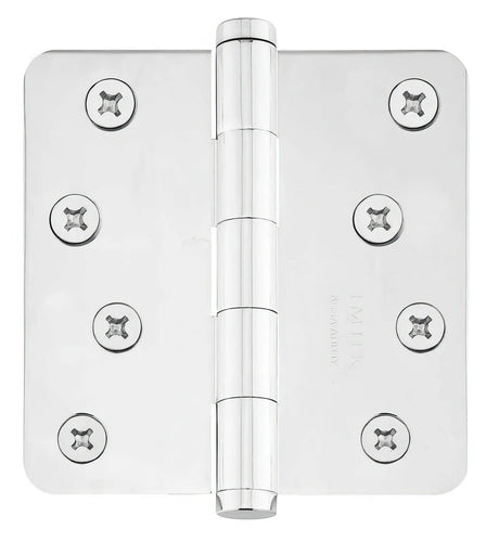 Emtek 91034US26 4" x 4" Plated Steel Residential Duty 5/8" Radius Round Corner Plain Bearing Hinges - Pair Polished Chrome