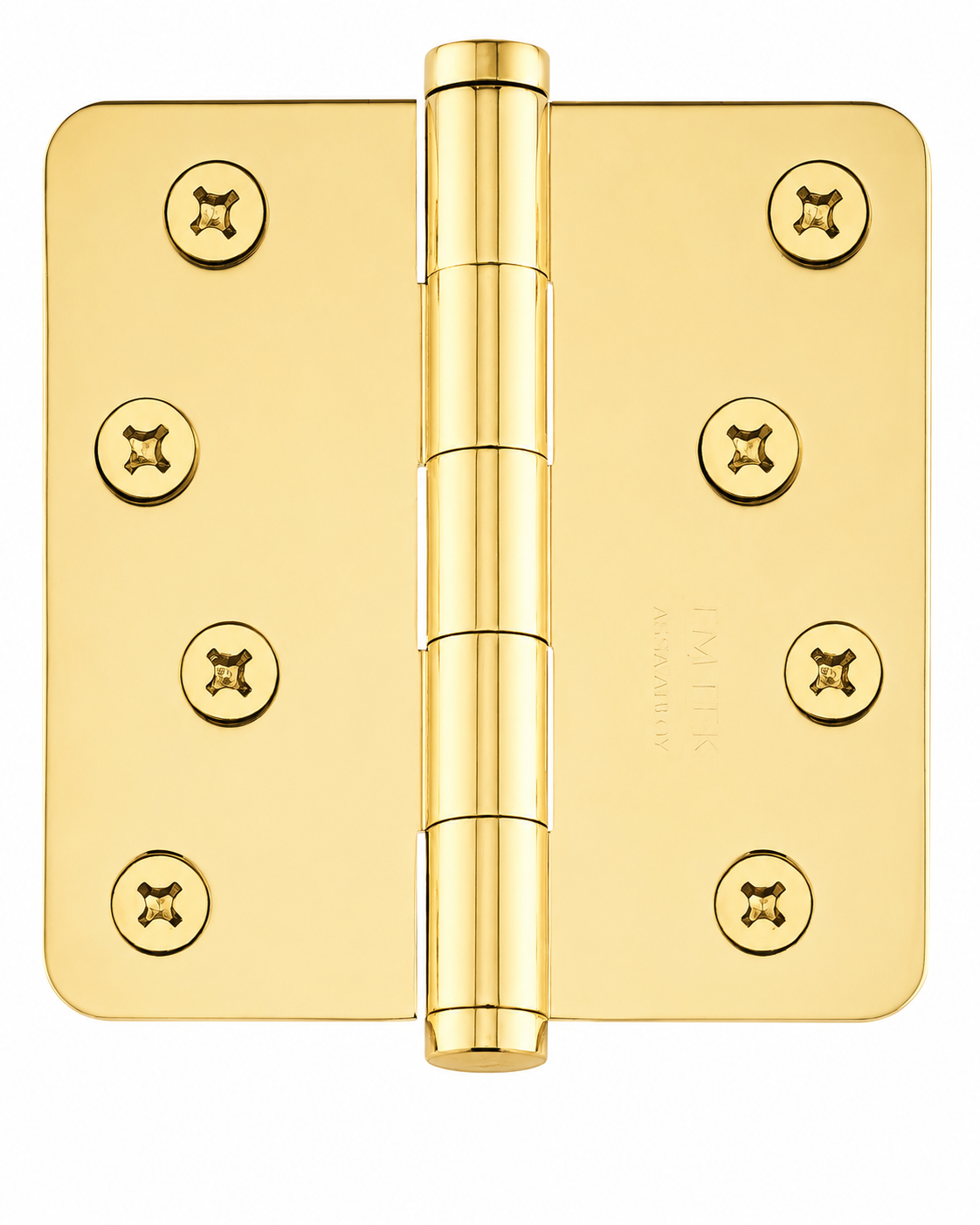 Emtek 91034US3 91034US 4" x 4" Plated Steel Residential Duty 5/8" Radius Round Corner Plain Bearing Hinges - Pair Polished Brass