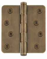 Emtek 91034US7 91034US 4" x 4" Plated Steel Residential Duty 5/8" Radius Round Corner Plain Bearing Hinges - Pair French Antique