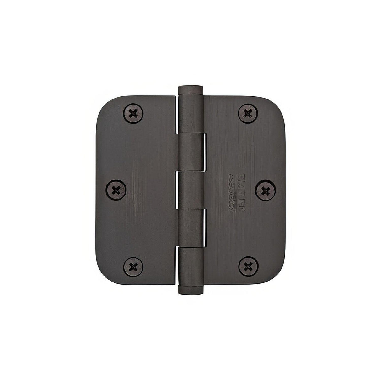 Emtek 92033US19 92033US 3-1/2" x 3-1/2" Plated Steel Heavy Duty 5/8" Radius Round Corner Plain Bearing Hinges - Pair Flat Black