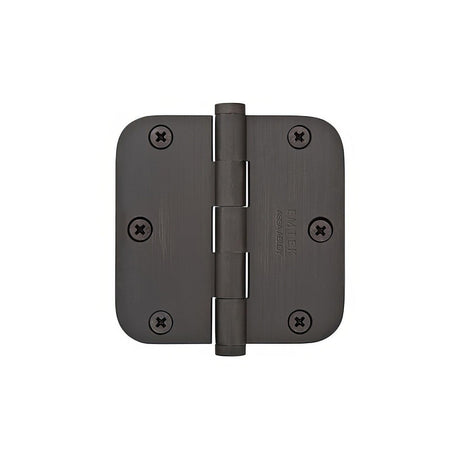 Emtek 92033US19 92033US 3-1/2" x 3-1/2" Plated Steel Heavy Duty 5/8" Radius Round Corner Plain Bearing Hinges - Pair Flat Black