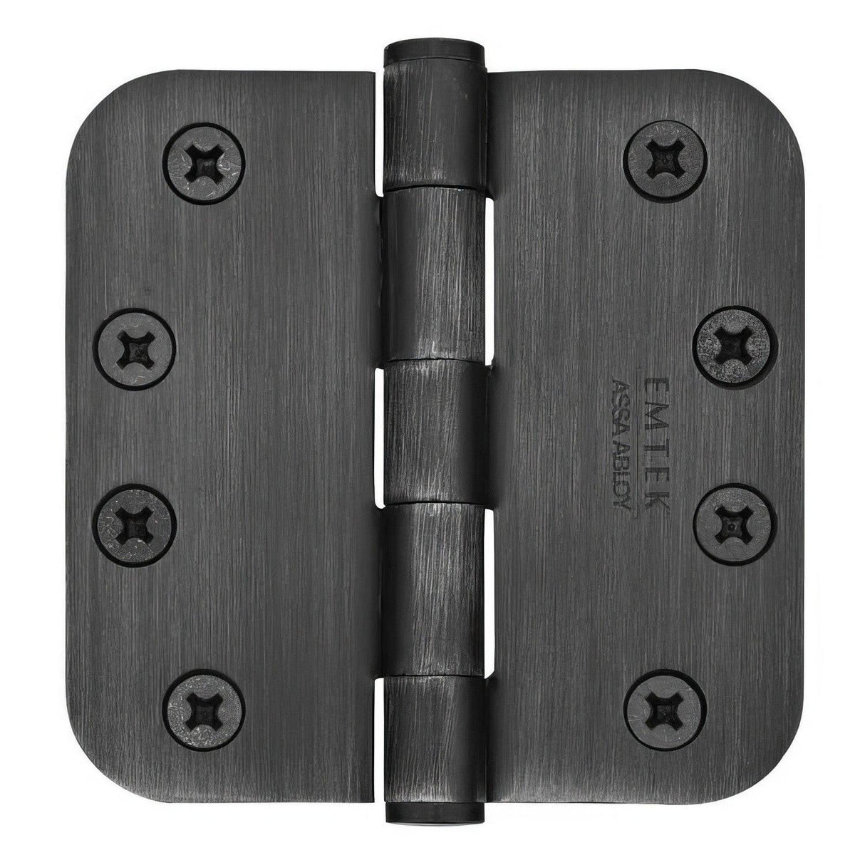 Emtek 92034MB 92034US 4" x 4" Plated Steel Heavy Duty 5/8" Radius Round Corner Plain Bearing Hinges - Pair Medium Bronze