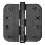 Emtek 92034MB 92034US 4" x 4" Plated Steel Heavy Duty 5/8" Radius Round Corner Plain Bearing Hinges - Pair Medium Bronze