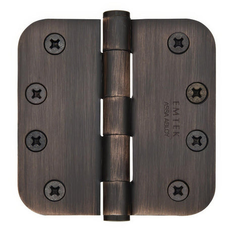 Emtek 92034US10B 92034US 4" x 4" Plated Steel Heavy Duty 5/8" Radius Round Corner Plain Bearing Hinges - Pair Oil Rubbed Bronze