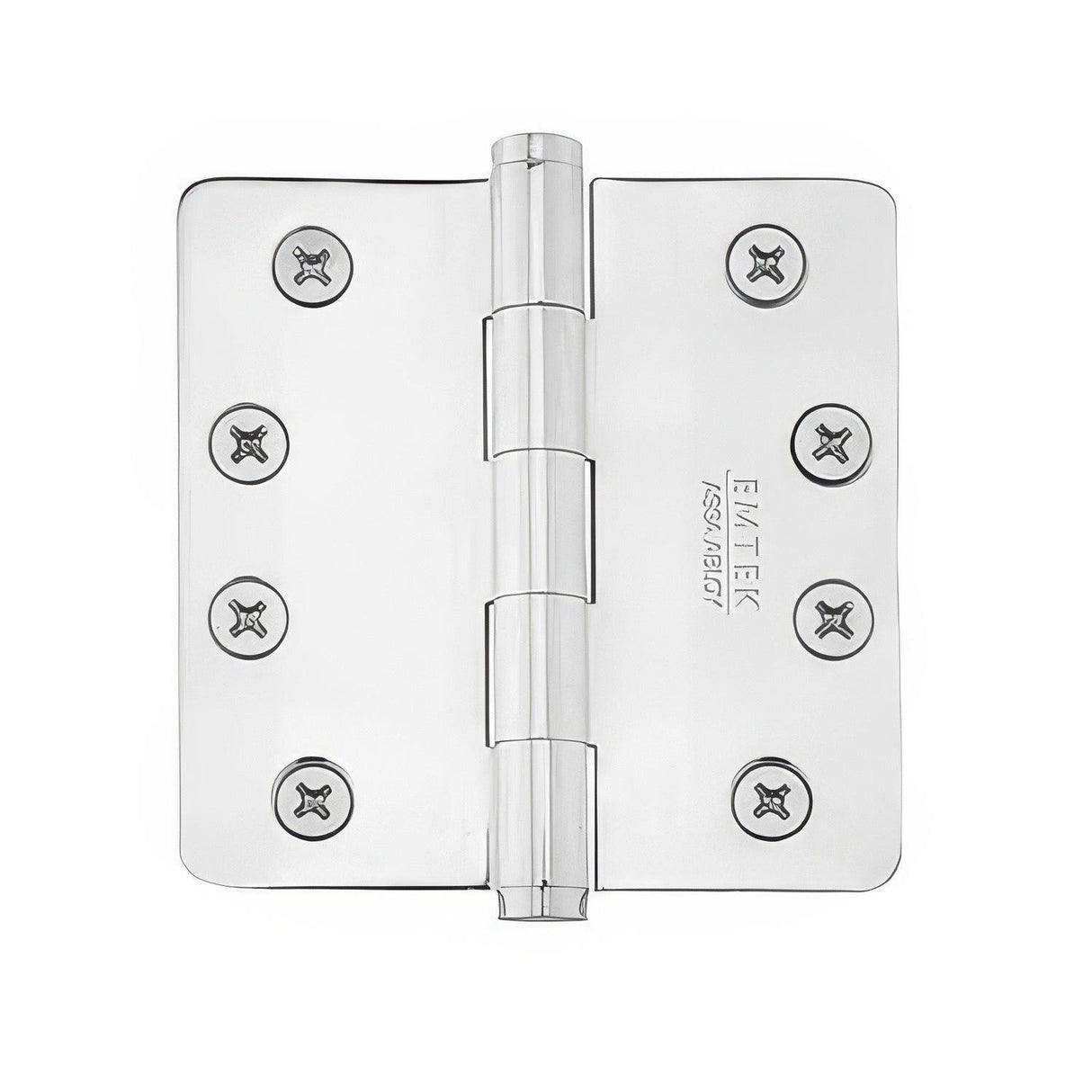 Emtek 92034US3 92034US 4" x 4" Plated Steel Heavy Duty 5/8" Radius Round Corner Plain Bearing Hinges - Pair Polished Brass