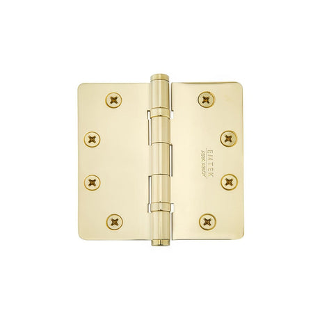 Emtek 94013US3 94013US 3-1/2" x 3-1/2" Plated Steel Heavy Duty Square Corner Ball Bearing Hinges - Pair Polished Brass