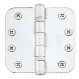 Emtek 94034US14 4" x 4" Plated Steel Heavy Duty 5/8" Radius Round Corner Ball Bearing Hinges - Pair Polished Nickel