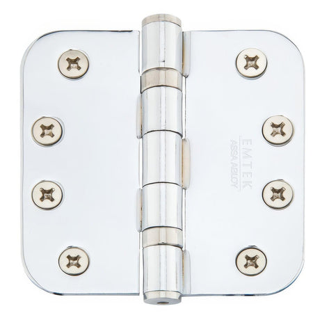 Emtek 94034US14 4" x 4" Plated Steel Heavy Duty 5/8" Radius Round Corner Ball Bearing Hinges - Pair Polished Nickel