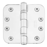 Emtek 94034US15 4" x 4" Plated Steel Heavy Duty 5/8" Radius Round Corner Ball Bearing Hinges - Pair Satin Nickel