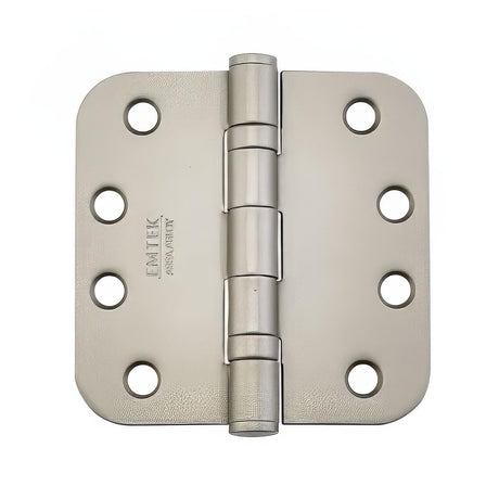 Emtek 94034US4 4" x 4" Plated Steel Heavy Duty 5/8" Radius Round Corner Ball Bearing Hinges - Pair Satin Brass