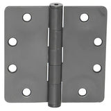 Emtek 96224US15A 4" x 4" Solid Brass 1/4" Radius Corner Plain Bearing Mortise Hinge - Pair Pewter