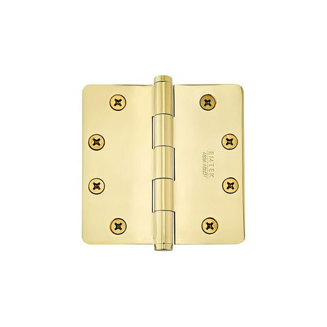 Emtek 96225US3 96225US 4.5" x 4.5" Solid Brass 1/4" Radius Corner Plain Bearing Mortise Hinge - Pair Polished Brass