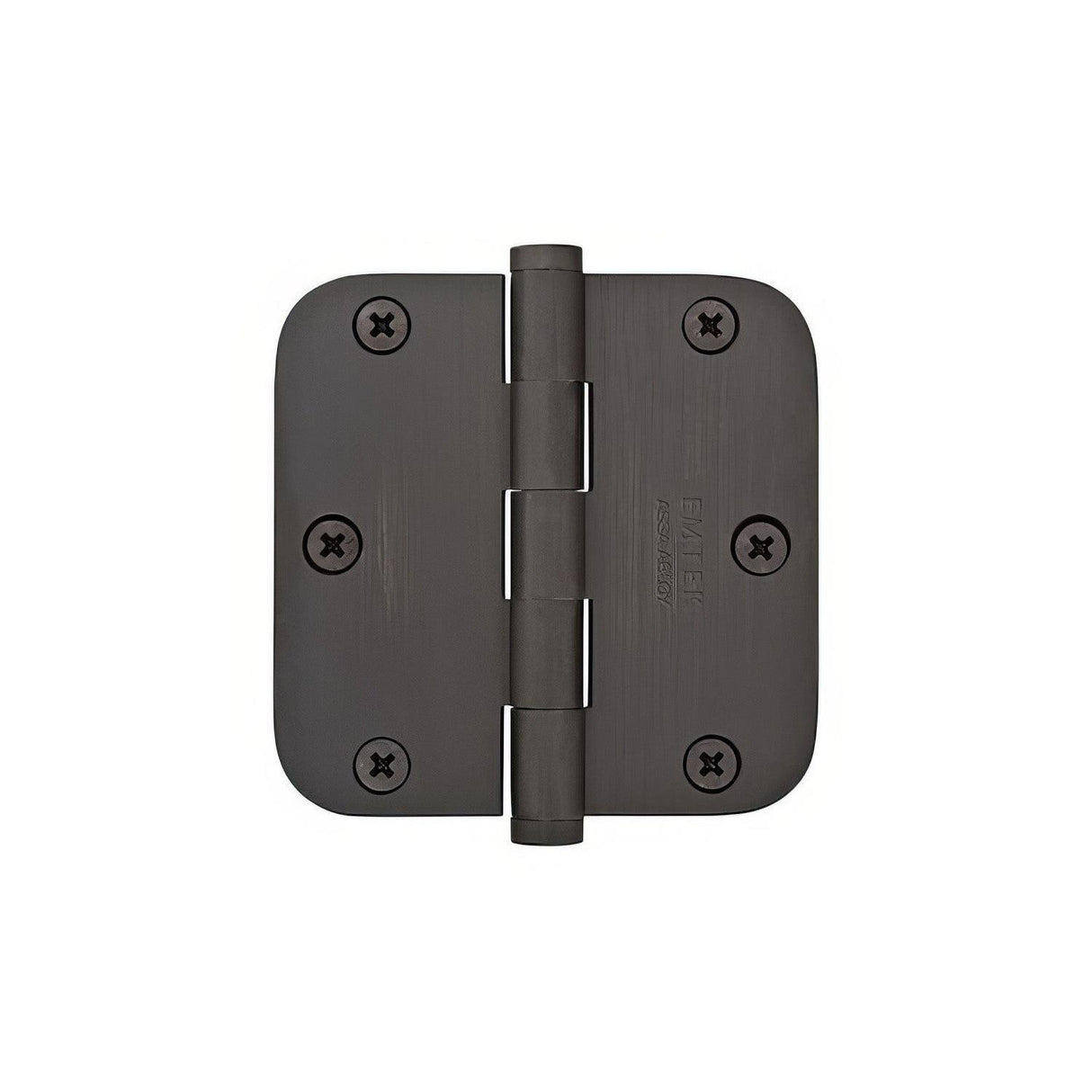 Emtek 96233US19 96233 3.5" x 3.5" Solid Brass 5/8" Radius Corner Plain Bearing Mortise Hinge - Pair Flat Black