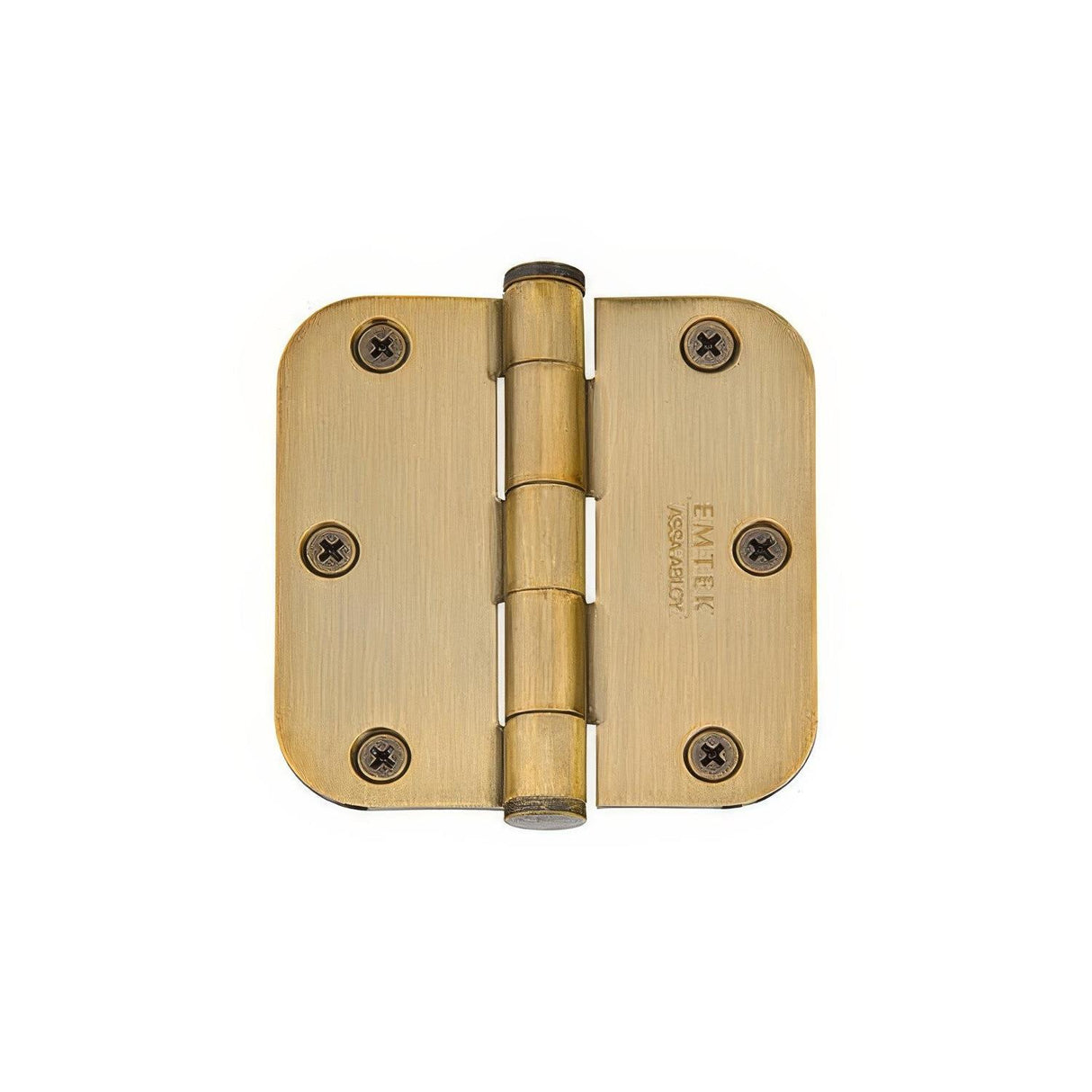 Emtek 96233US7 96233 3.5" x 3.5" Solid Brass 5/8" Radius Corner Plain Bearing Mortise Hinge - Pair French Antique