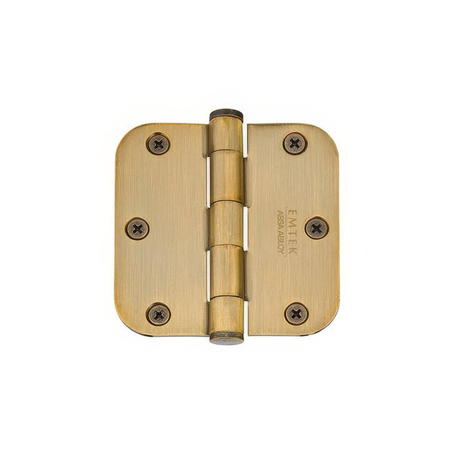 Emtek 96233US7 96233 3.5" x 3.5" Solid Brass 5/8" Radius Corner Plain Bearing Mortise Hinge - Pair French Antique