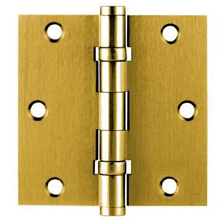 Emtek 96413US4 96413 3.5" x 3.5" Solid Brass Square Corner Ball Bearing Mortise Hinge - Pair Satin Brass