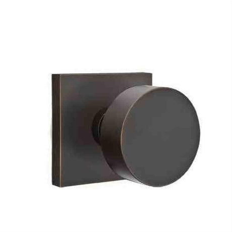 Emtek C5110ROUUS10B Knob 2-3/8" Backset Passage with Square Rose with CF Mechanism for 1-3/8" to 1-3/4" Door - Reversible Oil Rubbed Bronze