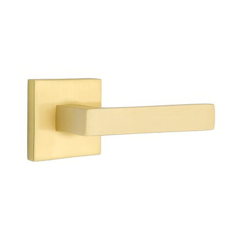 Emtek C5210STUUS19XUS26 C5210STUUS Stuttgart Lever 2-3/8" Backset Privacy with Square Rose and CF Mechanism Flat Black by Polished Chrome