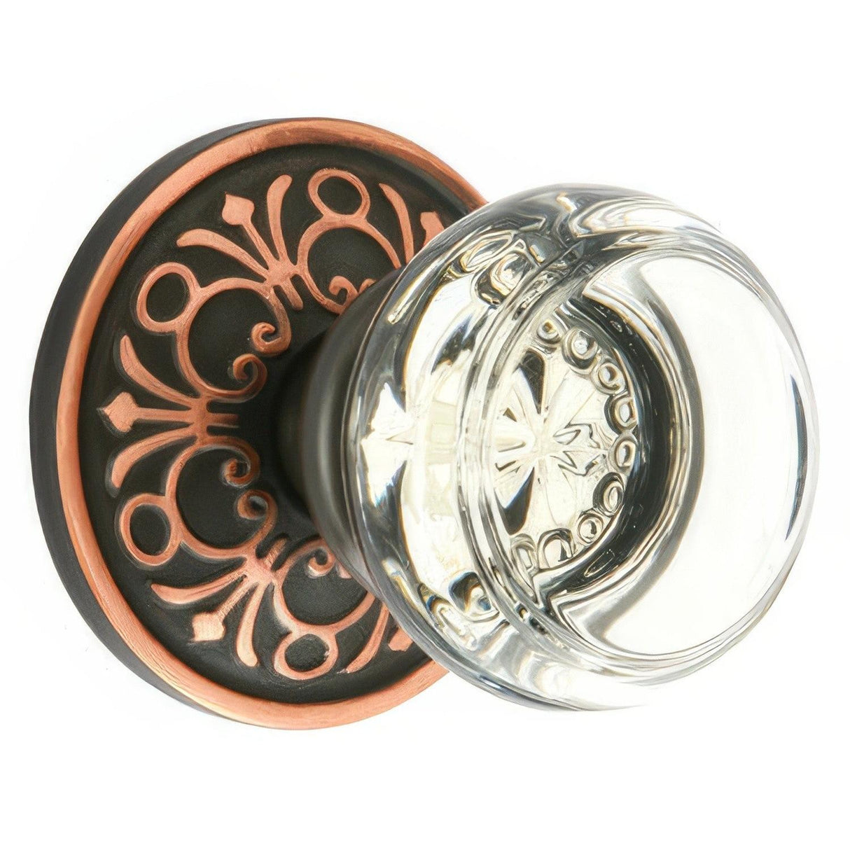 Emtek C8100GTUS10B Georgetown Crystal Passage Door Knob with Brass Rosette and the CF Mechanism Oil Rubbed Bronze