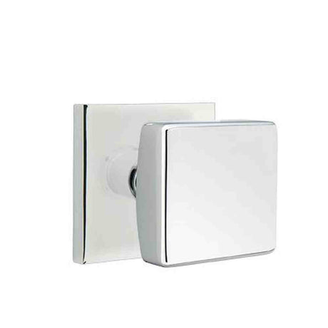 Emtek Knob 2-3/8" Backset Passage with Square Rose for 1-1/4" to 2" Door - Reversible in Polished Chrome