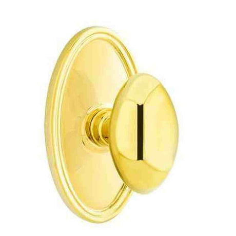 Emtek Knob Dummy Pair with Oval Rose for 1-1/4" to 2" Door - Reversible in Polished Brass Lifetime