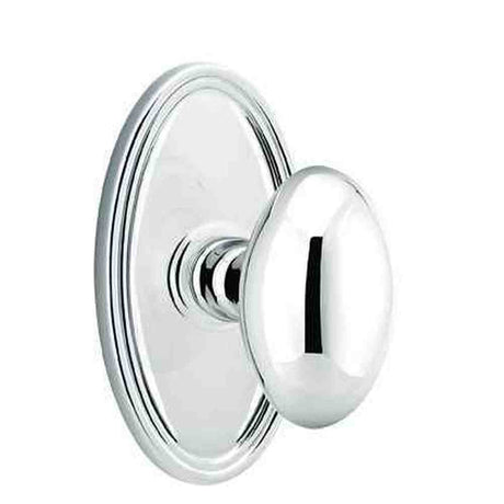 Emtek Knob Dummy Pair with Oval Rose for 1-1/4" to 2" Door - Reversible in Polished Chrome