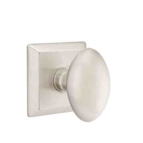 Emtek Knob Dummy Pair with Quincy Rose for 1-1/4" to 2" Door - Reversible in Satin Nickel