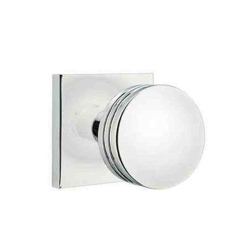 Emtek Knob Dummy Pair with Square Rose for 1-1/4" to 2" Door - Reversible in Polished Chrome
