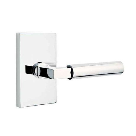 Emtek Lever Dummy Pair with Modern Rectangular Rose for 1-1/4" to 2" Door - Left Hand in Polished Chrome