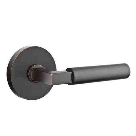 Emtek Lever Left Hand 2-3/8" Backset Passage with Disk Rose for 1-1/4" to 2" Door in Oil Rubbed Bronze
