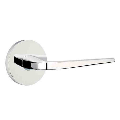 Emtek Lever Left Hand 2-3/8" Backset Privacy with Disk Rose for 1-1/4" to 2" Door in Polished Chrome